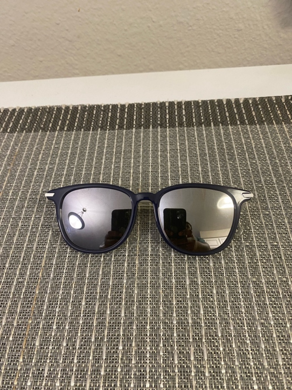 Men's Navy Blue Sunglasses with Mirrored Lenses